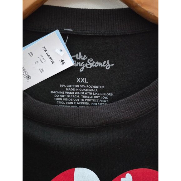 The Rolling Stones Pullover Lip Heart Red Tongue Black Sweater Womens Sz XXL NEW - Picture 5 of 6